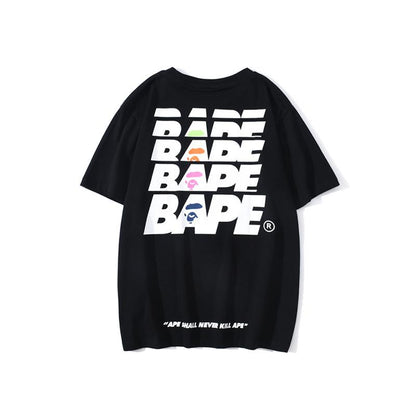 Bathing Ape T-Shirt Summer Short Sleeve Letter Print Round Neck Pullover T-shirt