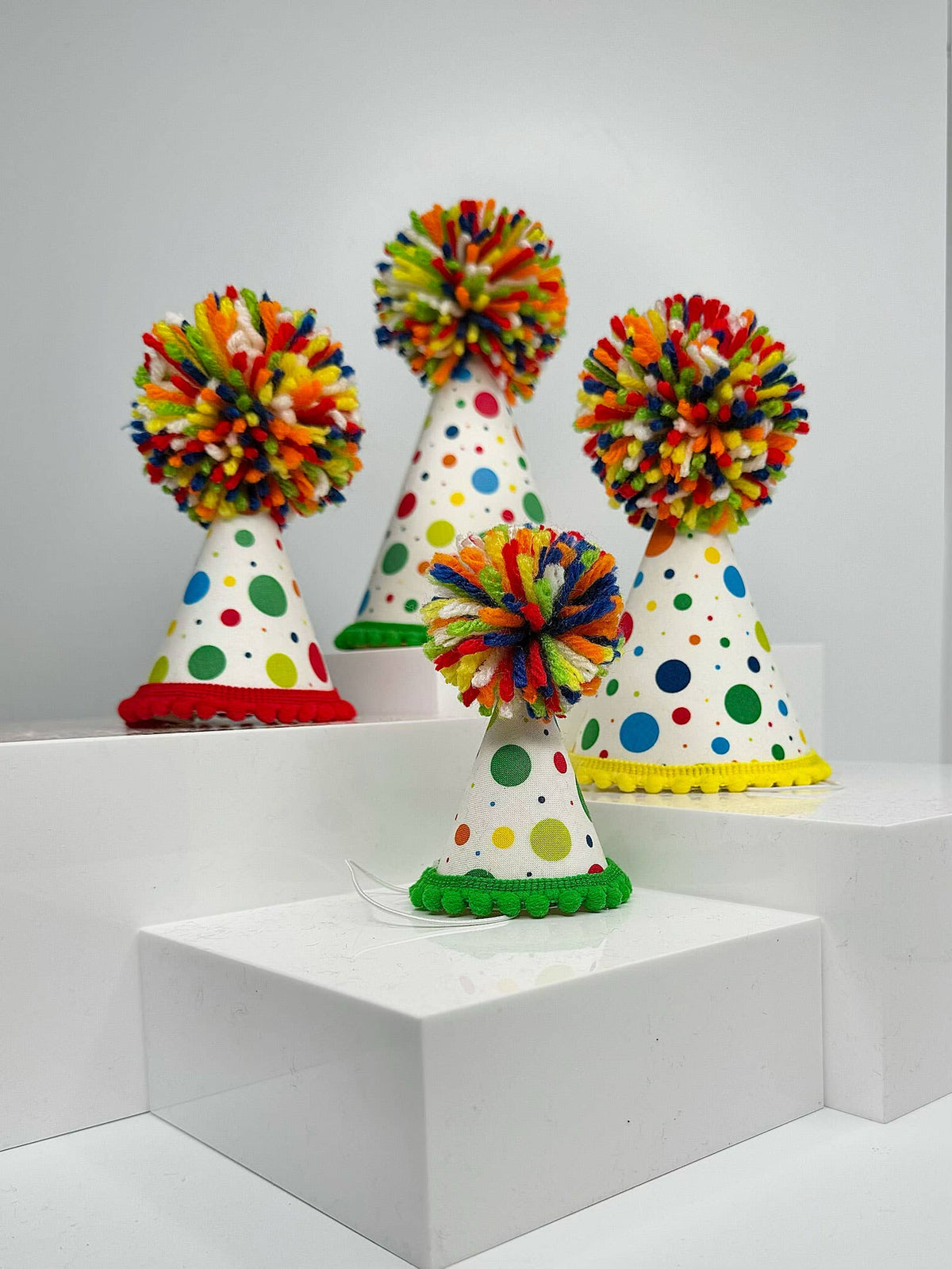 Pup Party Hats - White Dots Party Hat