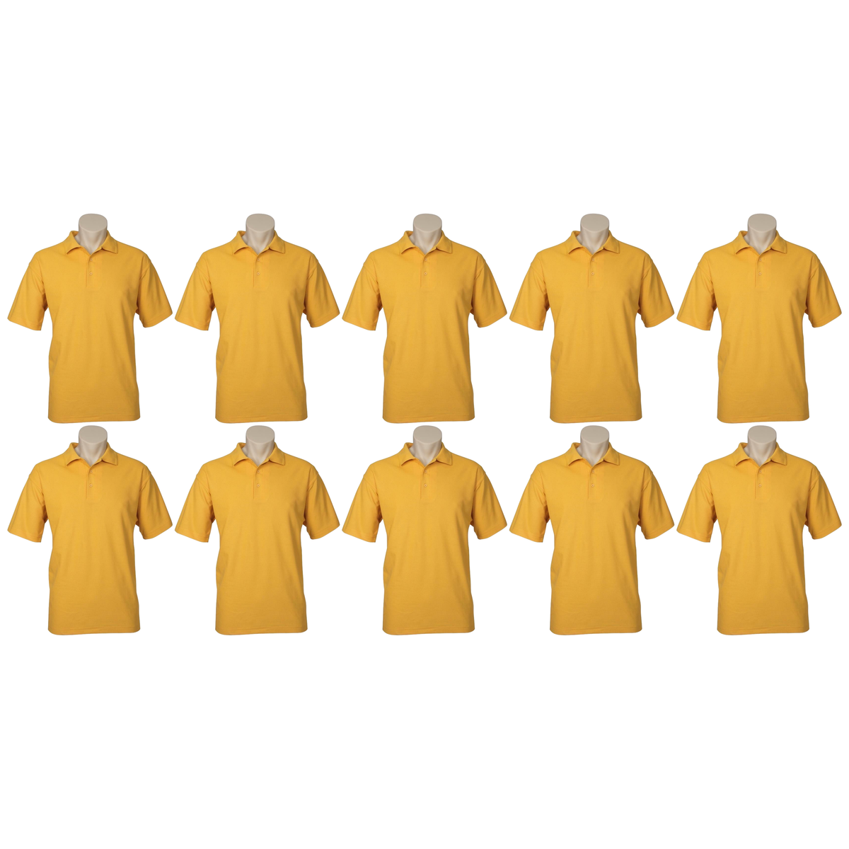 10X Mens Plain Short Sleeve Polo Shirt Bulk Pack Yellow Pique Knit Casual T Shirt
