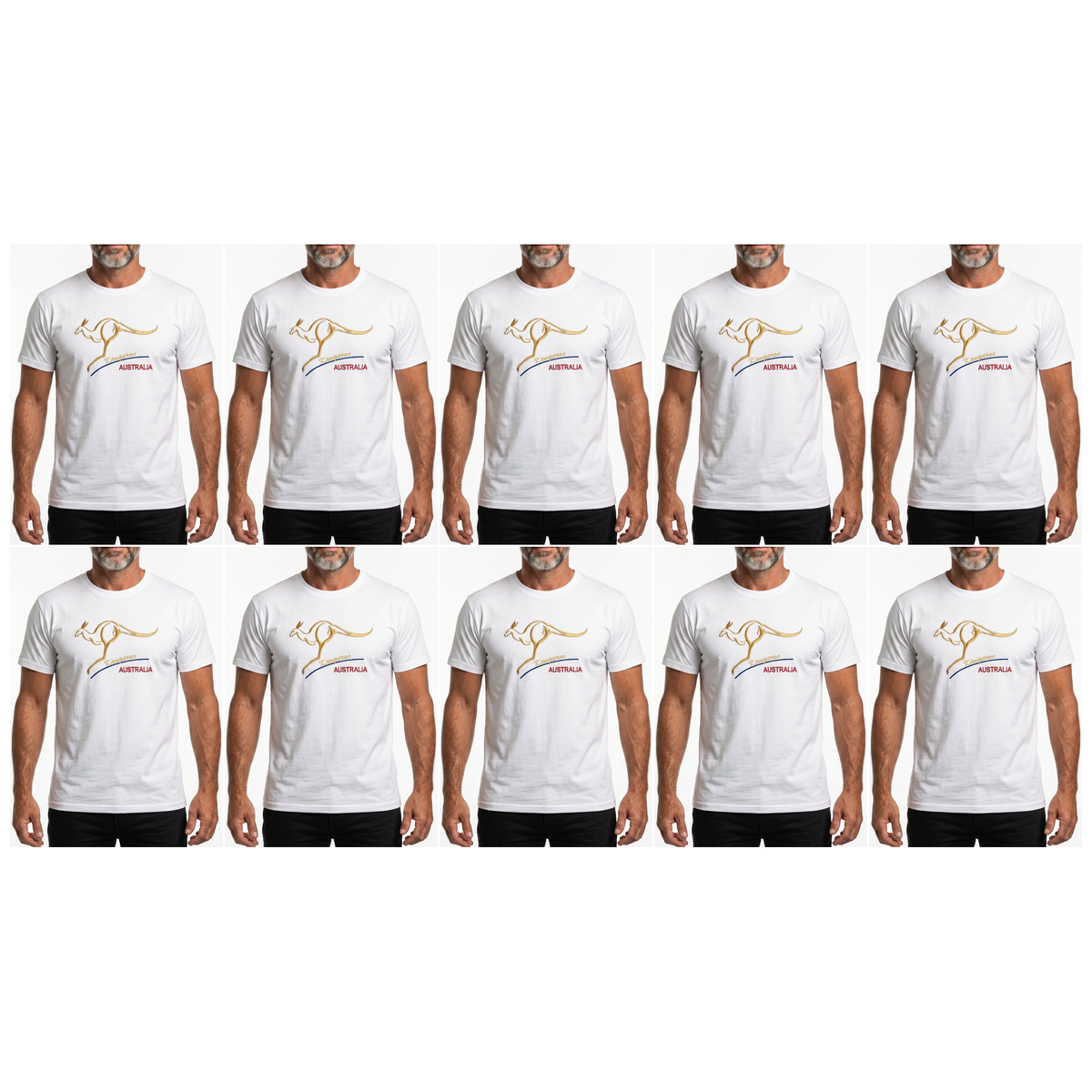 10X Adult Kangaroo Australia T Shirt Bulk Pack White 100 Cotton Souvenir Gift Tee Top