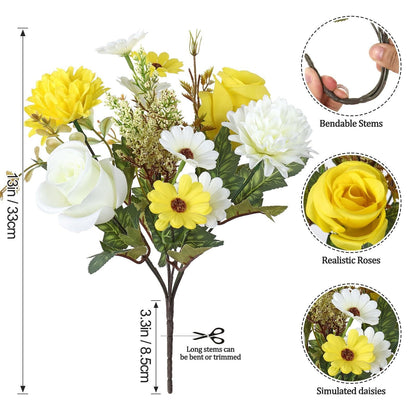 4-Piece Set: Artificial 7-Stem Hydrangea and Peony Bouquet