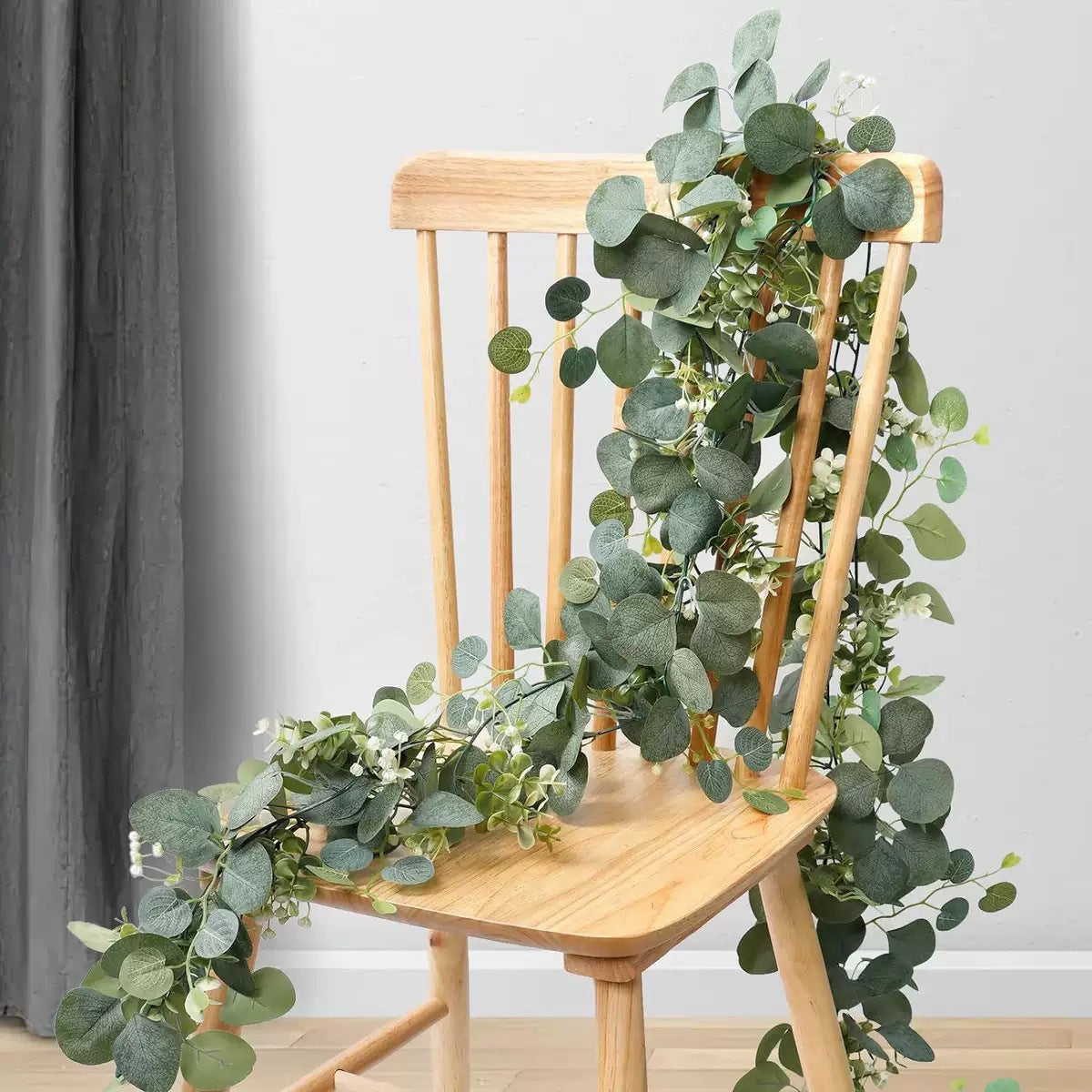 180CM Eucalyptus Coin Leaf Gypsophila Garland