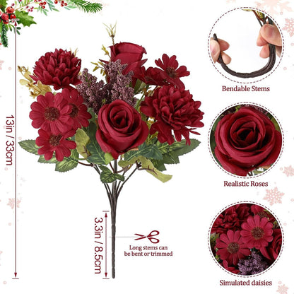 4-Piece Set: Artificial 7-Stem Hydrangea and Peony Bouquet