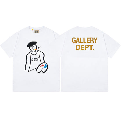 Gallery Dept T-Shirt Letter Pattern Washed Old Short Sleeve T-Shirt