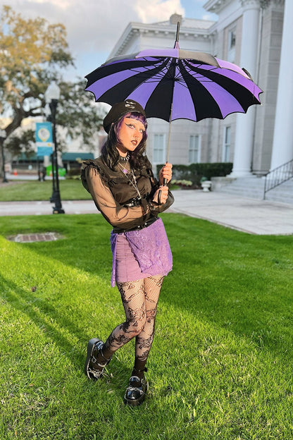 Batwing Pagoda Umbrella [BLACK/LIGHT PURPLE]