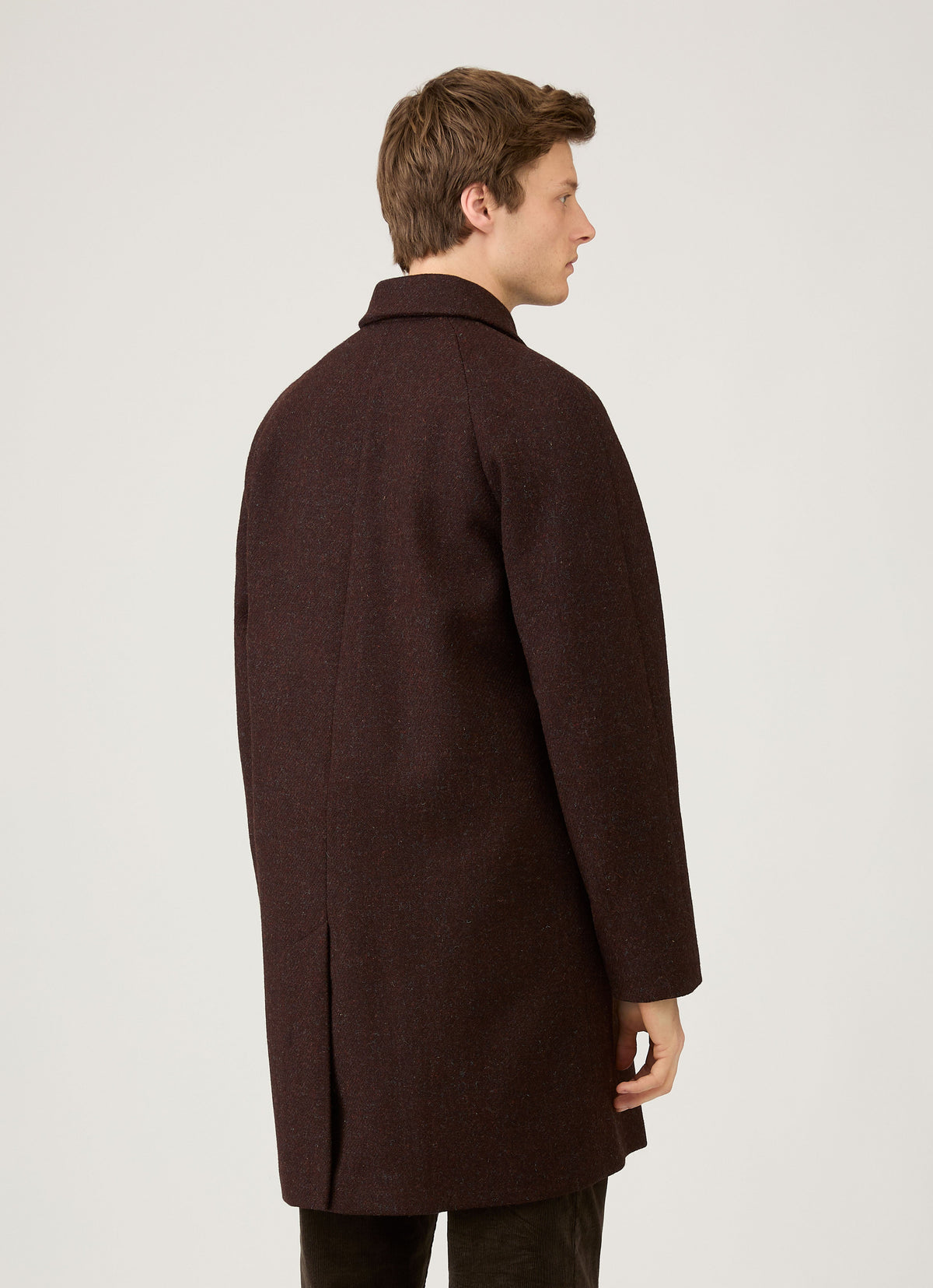 Mens Harris Tweed Car Coat In Truffle Mcoa7333 Brgd