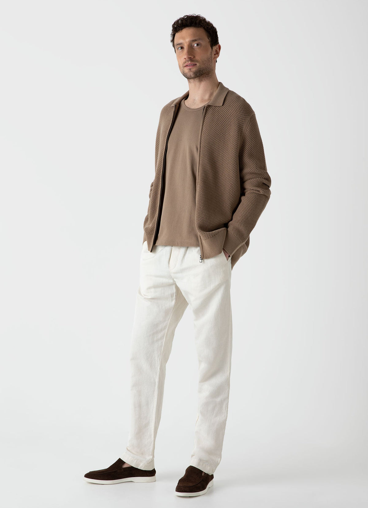 Mens Mr Porter Mesh Knit Jacket In Oat Mpmjac8206 Brer