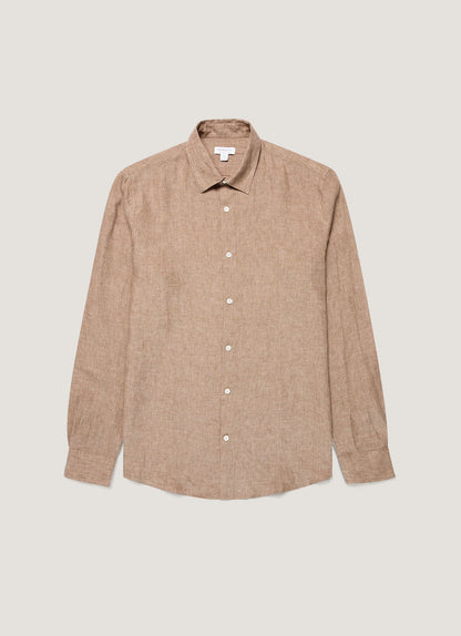 Men's Linen Shirt in Walnut