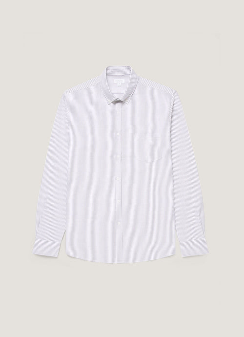 Men's Button Down Oxford Shirt in White/Navy
