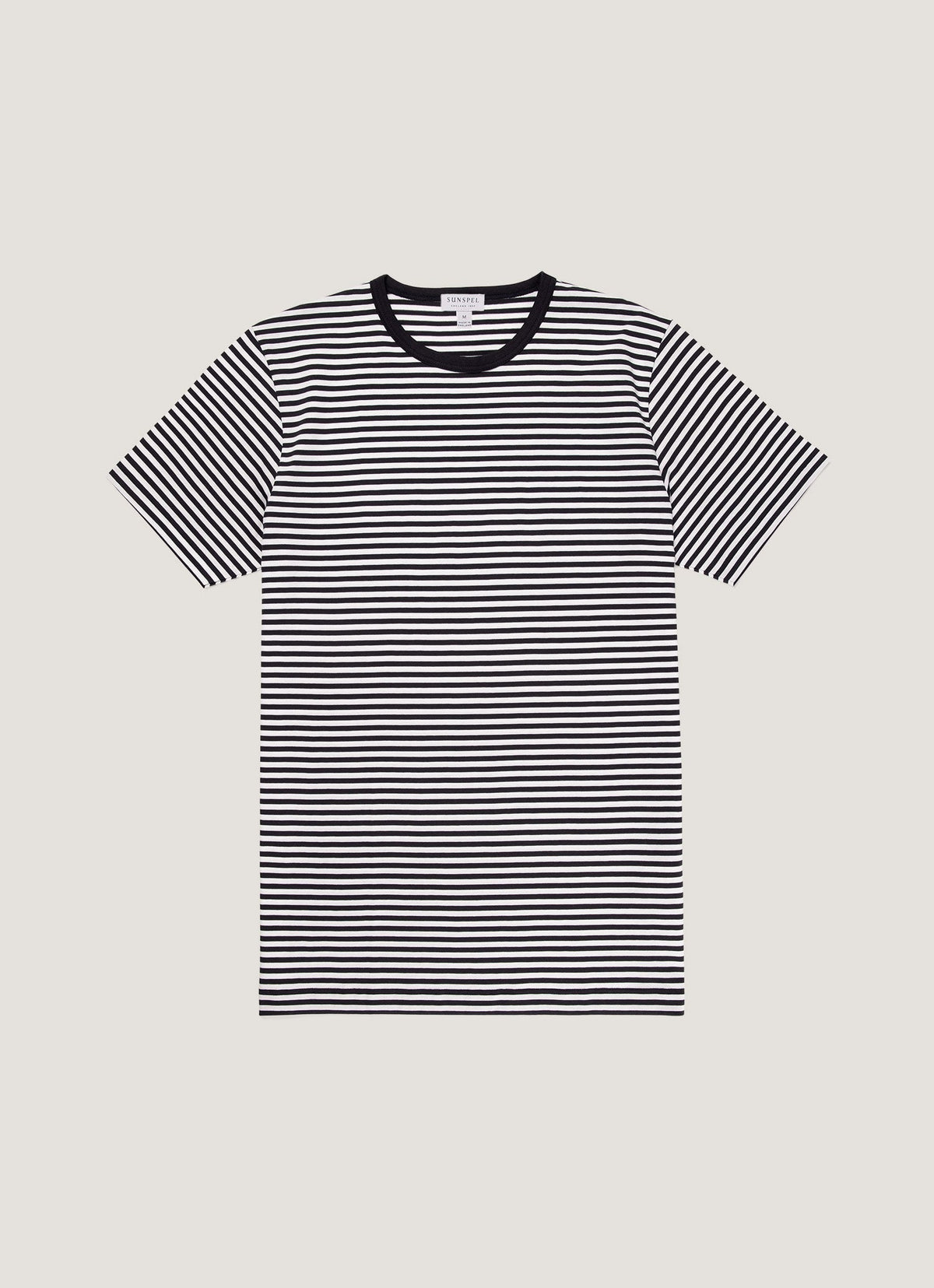 Mens Long Staple Cotton T Shirt English Stripe Navy White Jmtsh0001Es Staa
