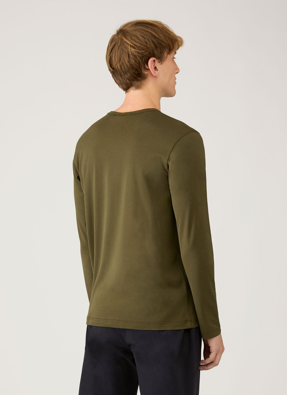 Mens Long Sleeve Classic Tshirt In Deep Olive Mtsh0003 Gniz