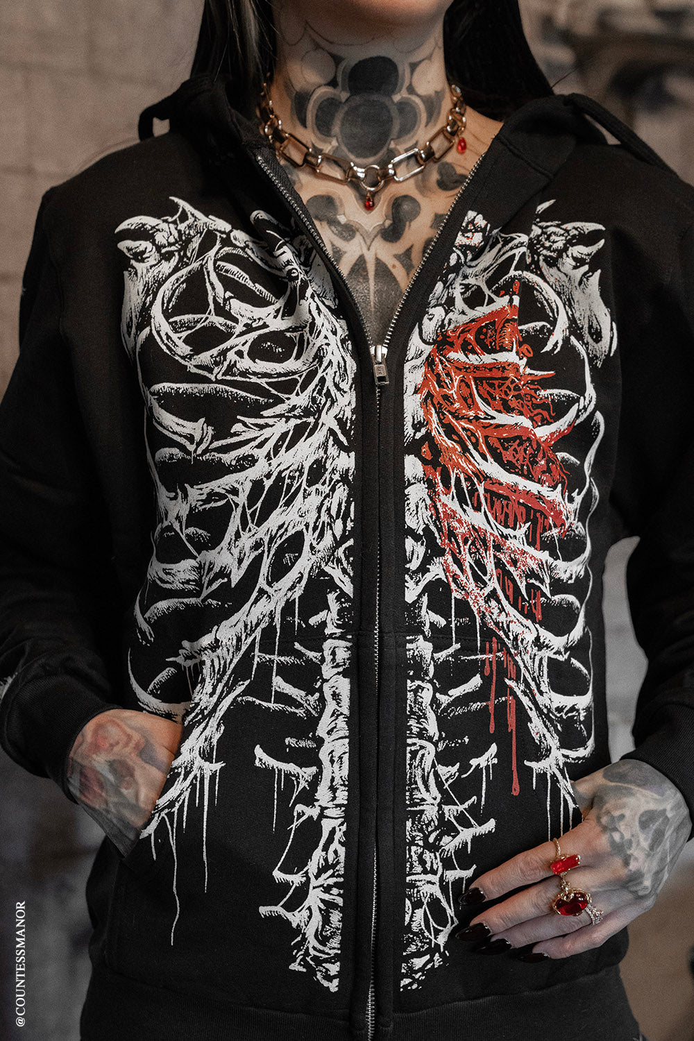 Bleeding Heart Skeleton Hoodie